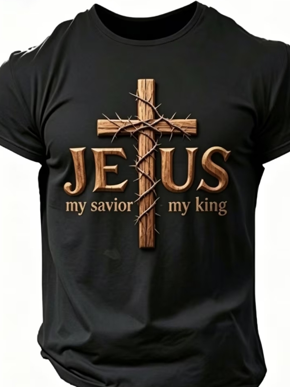 Jesus My Savior My King Black Graphic T-Shirt